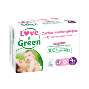 Love & green couches hypoallergeniques taille 4+ paquet de 42