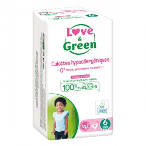 Love and Green culottes hypoallergéniques taille 6 paquet de 16