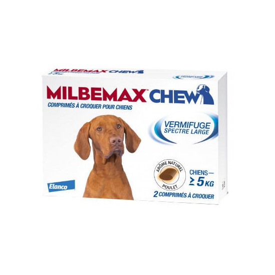 Milbemax Chew Chien de plus de 5Kg 2 Comprimés