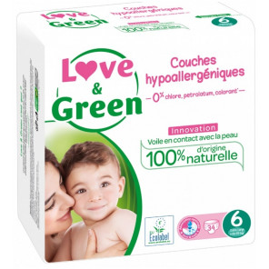 Love And Green Couches Hypoallergéniques Taille 6 Paquet de 34