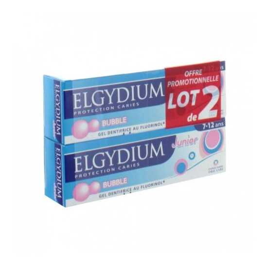 Elgydium Dentifrice Junior 7-12 Ans Bubble 2x50Ml pas cher 3ppharma