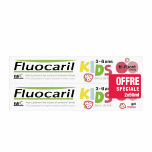 Fluocaril Dentifrice Kids 3 à 6 Ans Gel Fraise 2x75Ml