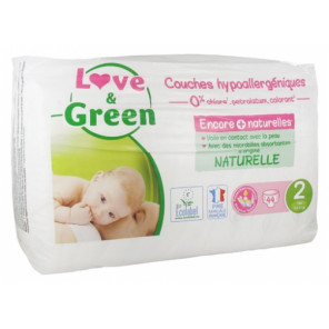 Love And Green Couches Hypoallergéniques Taille 2 3 à 6Kg Paquet de 44