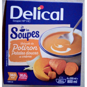Délical Soupes Velouté de Potiron Patates Douces et Crème 4x200Ml